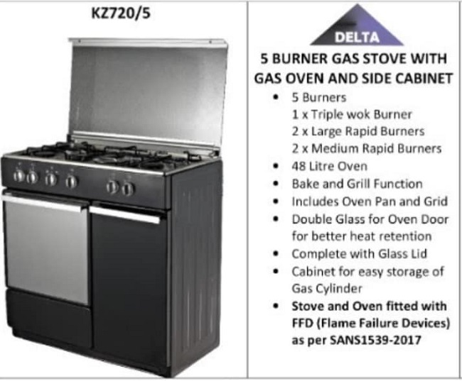 The Delta 5 Burner Gas Stove With Gas Oven And Side Products
